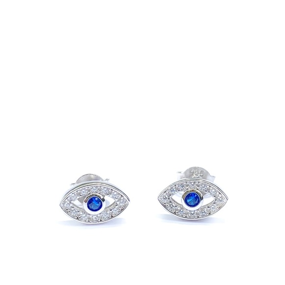 Jewelry - Sterling Silver Evil Eye CZ Earrings